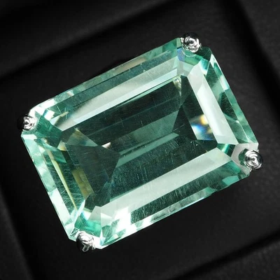 Atractivos anillos hechos a mano baguette de turmalina azul pálido de 18,6 quilates de plata de ley 925 Foto 1 de 4