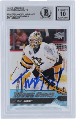 Tarjeta de novato firmada por Tristan Jarry Penguins 2016-17 Upper Deck Series 2 466 BAS 10 Foto 1 de 3