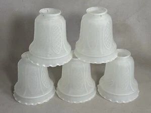 5 Vintage 1940s Frosted Glass Shades Pattern Glass Beaded Oval Cross Stitch - Picture 1 of 15
