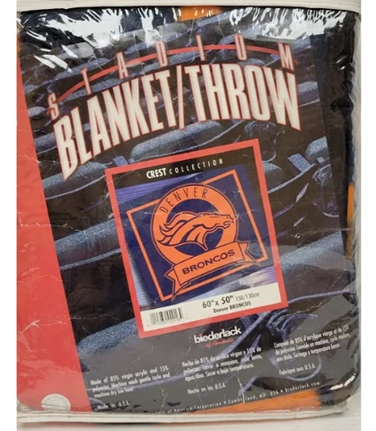 NFL Denver Broncos 50" x 60" Stadium Blanket / Throw, New (CREST) Cover