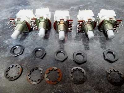 5X Omeg 1M ohm linear switched potentiometer vintage Lorlin switch - Image 1 of 4