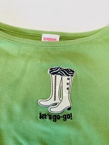 GYMBOREE Girls 8 Mod Zebra Green Groovy Go Go Boots Applique Shirt Top - Picture 1 of 5