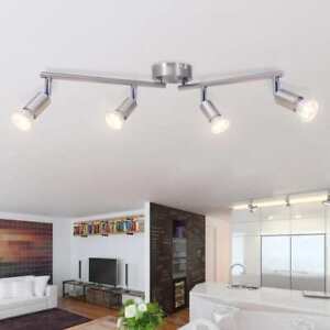 Ceiling Lamp with 4 LED Spotlights Satin Nickel Pendant Light Fixture vidaXL
