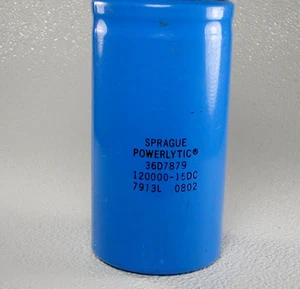 Nuovo Condensatore Elettrolitico Alluminio - 120000 MFD/UF, 15V DC - SPRAGUE 36D7879 - Foto 1 di 3