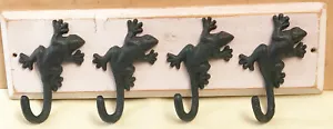PORTE-MANTEAU BOIS 4 PATERES METAL FIGURANT DES GECKOS VESTIAIRE - Foto 1 di 4