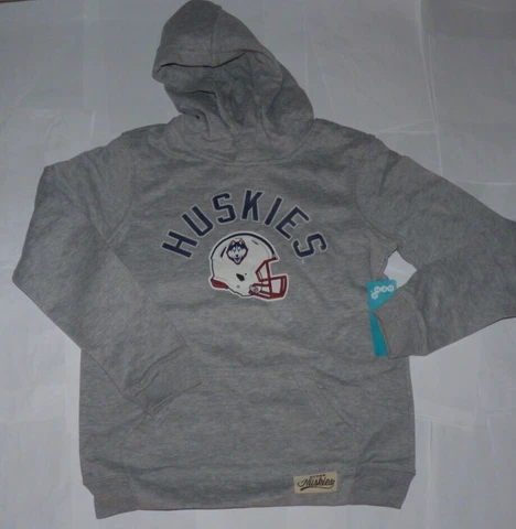 NEW UCONN Connecticut Huskies Football Hooded Sweatshirt L 14 16 Youth Boys NWT Cover