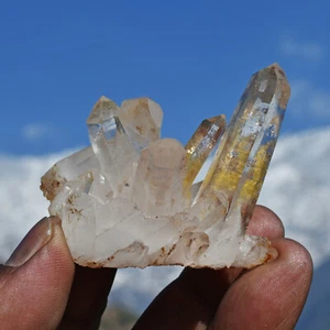 GOLDEN HEALER  CLEAR QUARTZ CRYSTAL ABUNDANCE CLUSTER HIMALAYAN LEMURIAN SEED - Picture 1 of 10