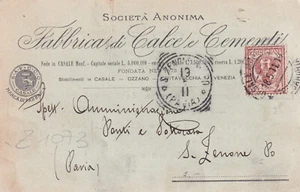C20023-REGNO, CASALE MONFERRATO, FABBRICA DI CALCE E CEMENTI, X S.ZENONE PO,1911 - Imagen 1 de 2
