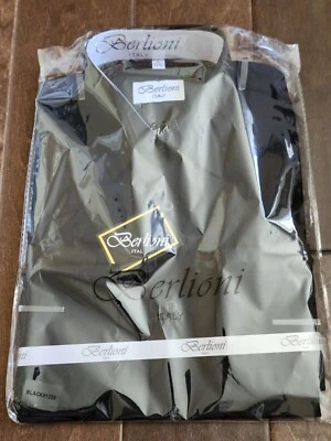Camisa de vestir Berlioni Italia para hombre negra con botones - talla pequeña - nueva con etiquetas Foto 1 de 4