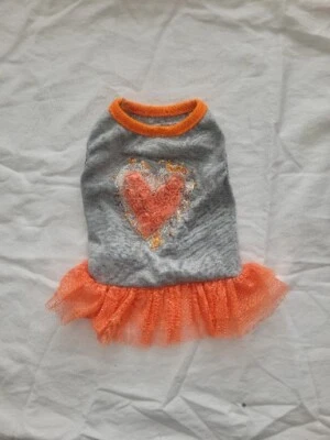 Vestido Bret Michaels Pets Rock Perro Gris/Naranja Brillo Rosas con Falda de Tul, Pequeño Foto 1 de 3