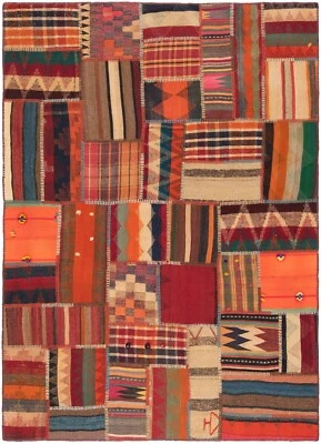 Kelim Patchwork Handgewebter Perserteppich 218x157 cm-Orient,kilim,Carpet,Rug - Bild 1 von 4