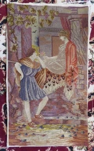 Antik/Vintage Europäische Handarbeit Wandteppich Greco Romantik Thema - Bild 1 von 10