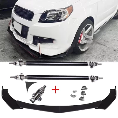 For Chevrolet Aveo Aveo5 Front Bumper Lip Spoiler /Splitter Strut Rods Glossy - Image 1 of 4