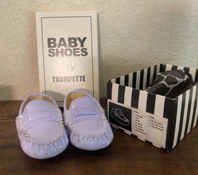 Bebé Niña Talla 6-12 Mo Trompeta Mocasines Zapatos Lavanda Púrpura Charol ¡NUEVO! Foto 1 de 4