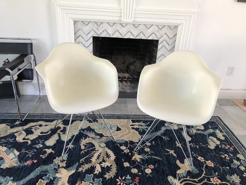 Pair of Vitra Eames White Arm Chairs Cover