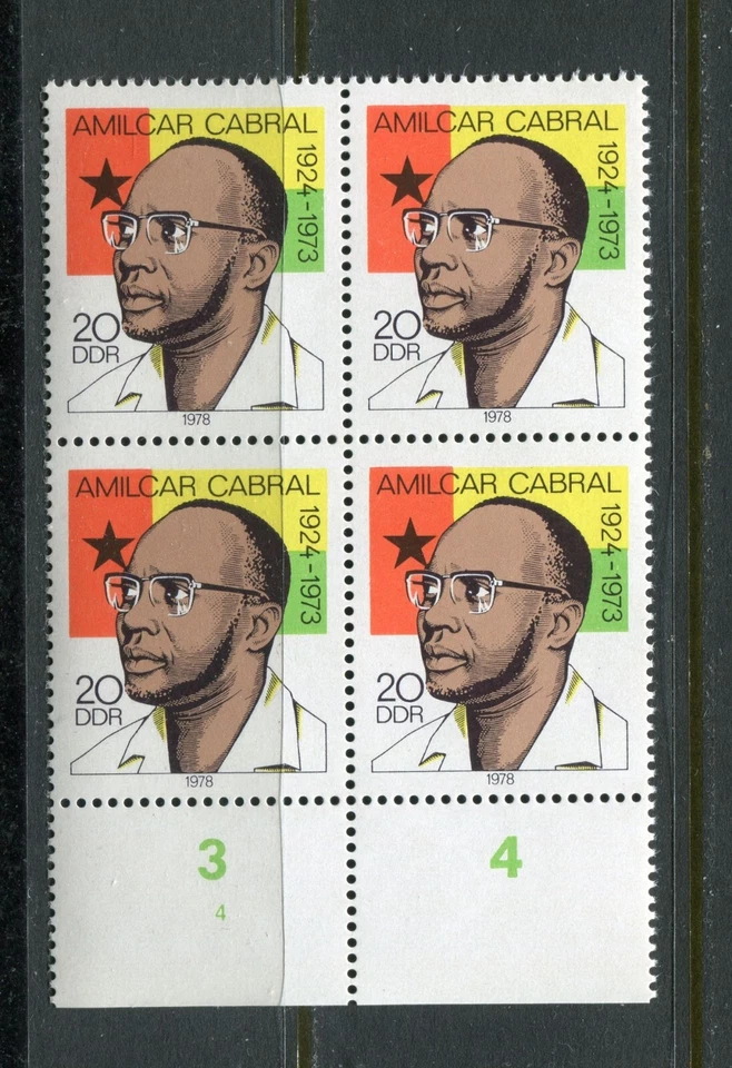 EST GERMANY D.D.R. 1978, AMILCAR CABRAL - FREEDOM LEADER, Sc 1881 BL. OF 4, MNH - Image 1 of 1