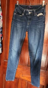 Vintage Levis 535 Legging Size 1M Blue Pants Y2K Blue Denim - Picture 1 of 11