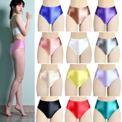 Women's Sexy Panties Leggings Shiny Glossy Gym Yoga Shorts Briefs Knickers S-3XL - Image 1 of 4