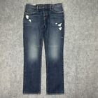 Abercrombie & Fitch Jeans Womens Size 33 Blue Denim Button Fly Straight Distress