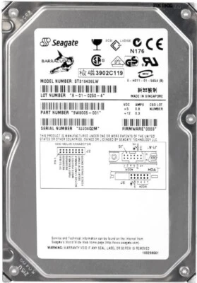 Hard Drive Seagate Barracuda 36ES2 18GB 7200RPM SCSI U160 ST318438LW 3.5" Inch - Image 1 of 3