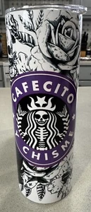 Cafecito Y Chisme Day Of Dead 20 oz  Ounce Tumbler Custom Stainless Sublimation - Picture 1 of 3