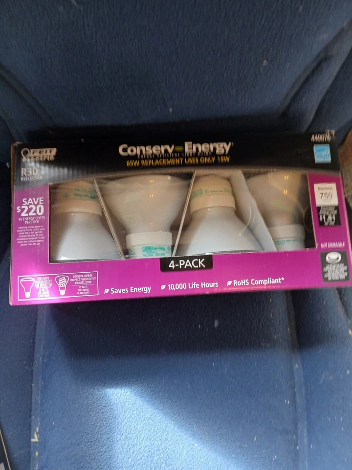 4 bulbs Feit Electric ~ R30 Reflector ~ 65W Replacement Bulbs  15W ~ 4 Bulbs - Image 1 of 1