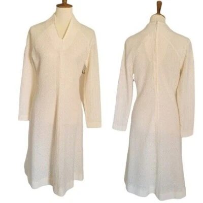 1960's Leslie Fay Original Cream Knub Aline Dress - Image 1 of 4