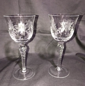 RARE ! Pair - Hutschenreuther Baronesse Cut Crystal Cordial Stemware - Picture 1 of 5