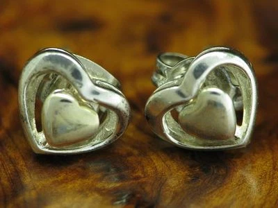 925 Argento Sterling Orecchini Con Pietra di Vetro Ricoperto / Vero / 0,8g - Immagine 1 di 3