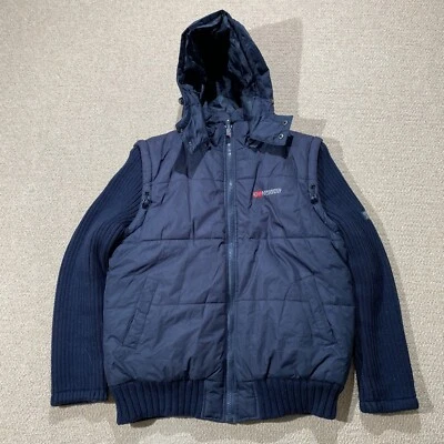 Chaqueta Geographical Norway Para Hombre Mediana Azul Marino Híbrido Chaleco Tejido Exterior Foto 1 de 4