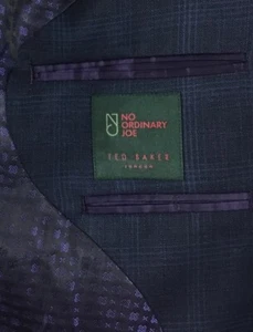 Ted Baker 2-Piece Suit Men’s 42R Navy Windowpane Plaid Wool No Ordinary Joe $598 - Picture 1 of 17