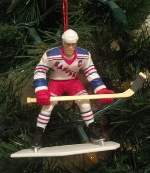 Camiseta branca Mark Messier New York Rangers enfeite de árvore de Natal hóquei 4" - Imagem 1 de 1