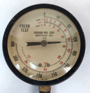Vintage ROBINAIR Gauge FREON TEST - Brass Fitting - Steampunk - Picture 1 of 5