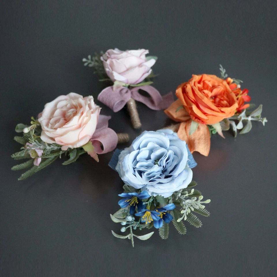 10X Broche Boutonniere Corpete Rosa Artificial Flores Peito Noivo Festa Faça Você Mesmo - Imagem 1 de 4