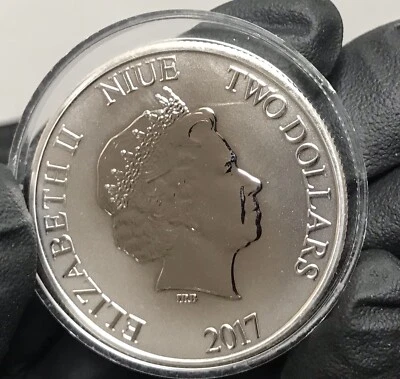 MONEDA DE PLATA DE $2 DE NUEVA ZELANDA, QE II CON REVERSO DARTH VADER, 2017, ¡NZM! Foto 1 de 4