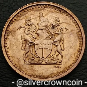 Rhodesia Zimbabwe 🇿🇼 1 Cent 1976. KM#10. Bronze 1 Penny coin. Coat Of Arms. H - Picture 1 of 7