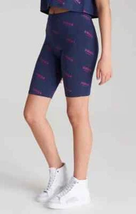 SikSilk Girls Navy Printed Cycle Short 11-12 Years - Picture 1 of 5