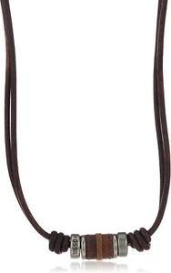 Fossil JF00899797 Herren Halskette Edelstahl Leder Braun Lederelemente 50 cm - Bild 1 von 12
