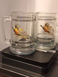 Princess House PHEASANT BEER MUG 12oz Barware, Man cave, Bird Hunter - Set of 2 - Picture 1 of 9