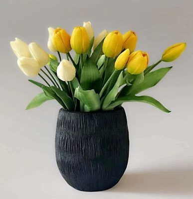 Florero tallado negro para centros de mesa jarrones decorativos de resina de 6" de alto para D... Foto 1 de 4