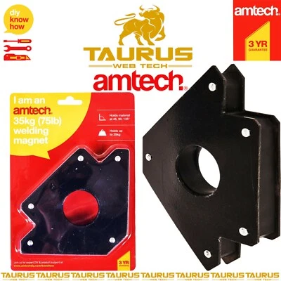 AMTECH-TOOLS AMTECH 75lb Welding Magnet Extra Large Arrow Angle Weld Metal Powerful Holder UK