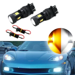 2pcs White/Amber Switchback Front Turn Signal Lights for 2005-2013 Corvette C6 - Picture 1 of 5