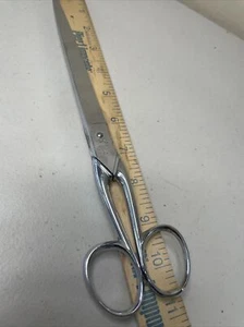 Vintage Italy Hot Drop Forged Steel 10.5” Dressmaker Scissors Chrome - Picture 1 of 7