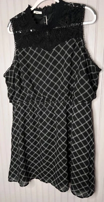 VESTIDO TANQUE 2X Maurices Mujer Negro Blanco Cuadros Encaje Forrado Carrera Lujo Foto 1 de 4