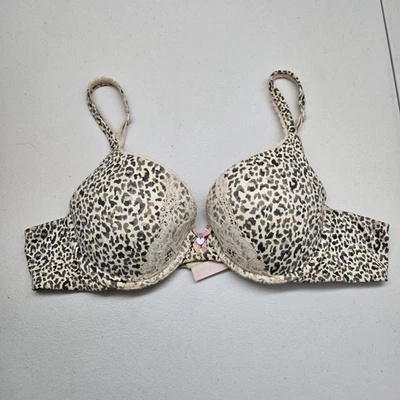 Victoria Secret Mujer Sujetador 36B Beige Estampado Animal Camiseta Con Aros Convertible Foto 1 de 4