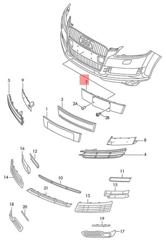 Suporte de placa de licença genuíno AUDI Q7 4LB cinza pedra 4L0807285AE1QP - Imagem 1 de 1