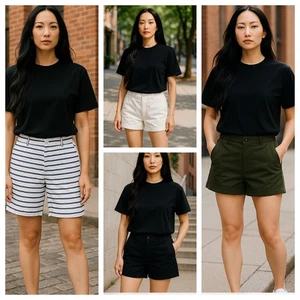 LOT (4) Gap Shorts Sz 16 XL 1X White Black Olive Blue Striped Boyfriend - Picture 1 of 10