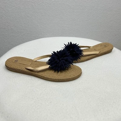 Женские темно-синий цветочный шлепанцы Espadrille стиль размер 8 - Изображение 1 из 4