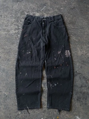 Calça jeans masculina Y2K Paco juvenil tamanho 16x32 pintor preto folgada carpinteiro - Imagem 1 de 4