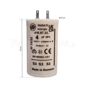 CONDENSATORE PER MOTORE VORTICE 4 uf 5.157.000.347 - Foto 1 di 1